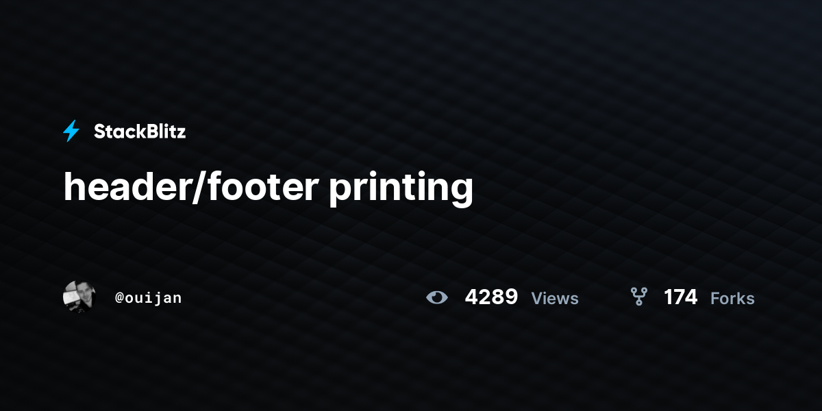 header/footer printing StackBlitz