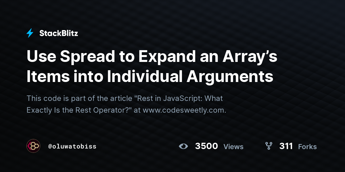 Use Spread To Expand An Array s Items Into Individual Arguments
