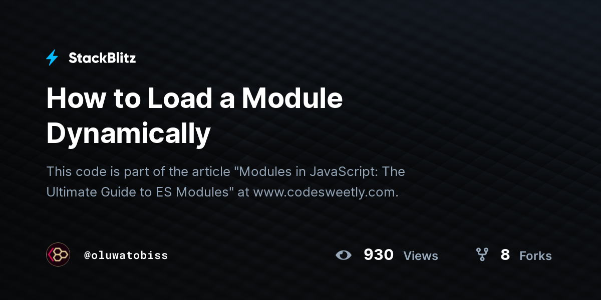 How to Load a Module Dynamically - StackBlitz