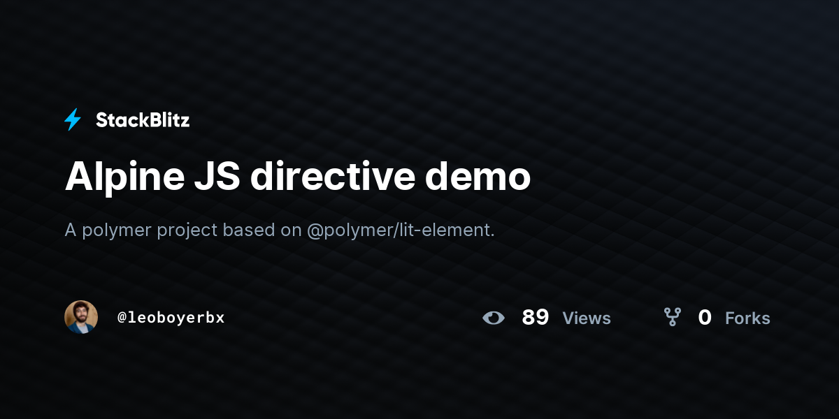 Alpine JS directive demo - StackBlitz