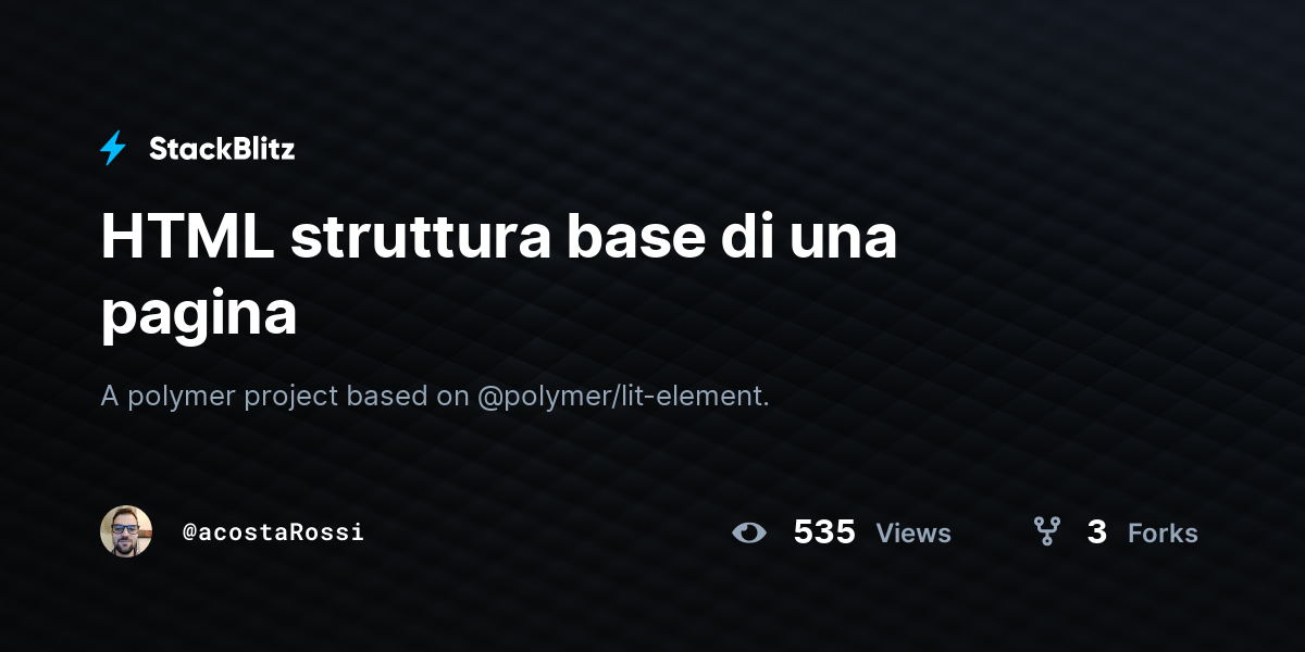 HTML struttura base di una pagina - StackBlitz