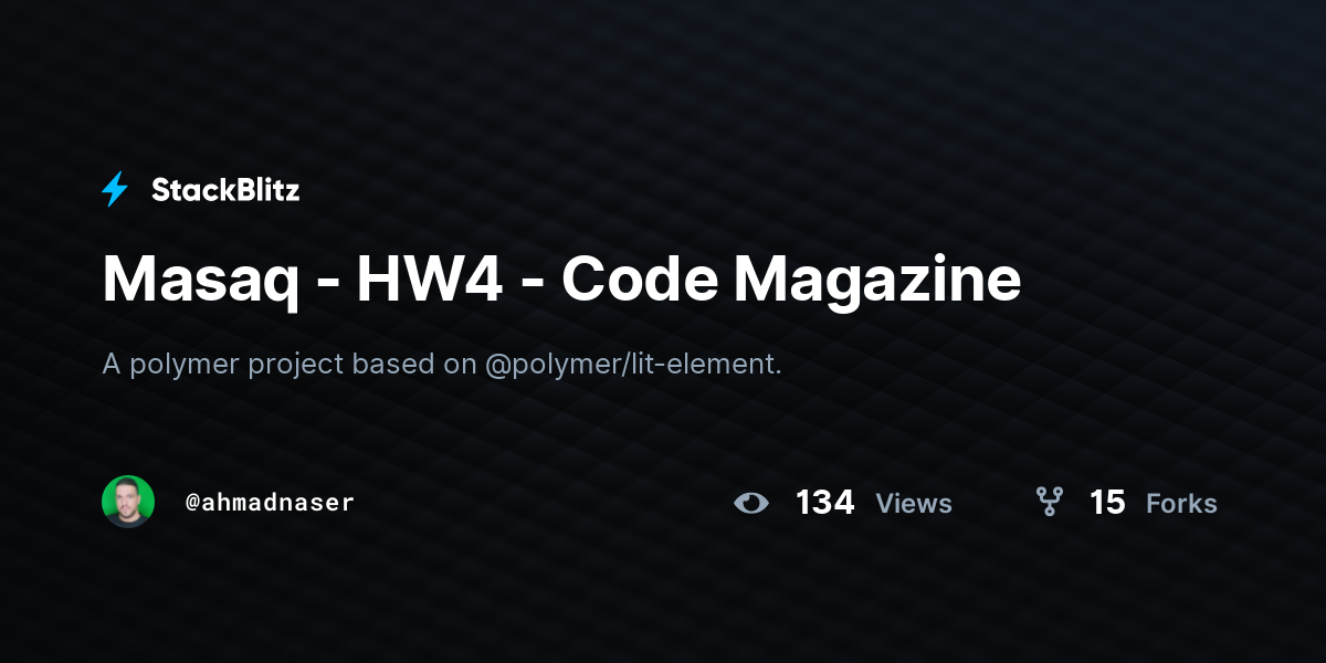 Masaq - HW4 - Code Magazine - StackBlitz