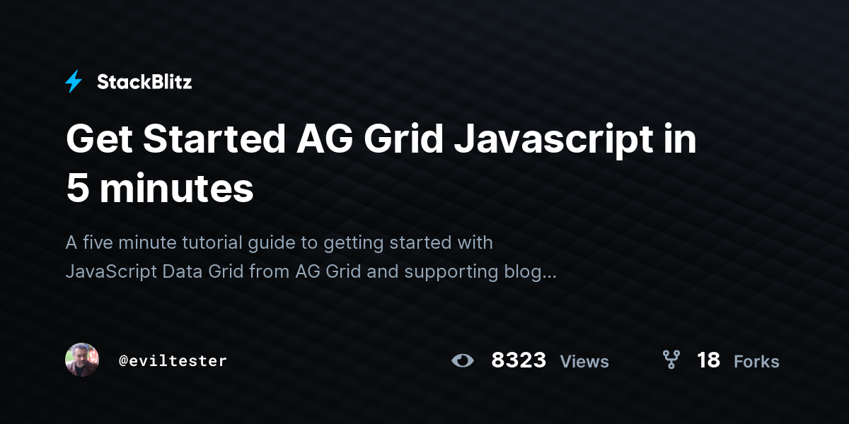 Get Started AG Grid Javascript in 5 minutes - StackBlitz