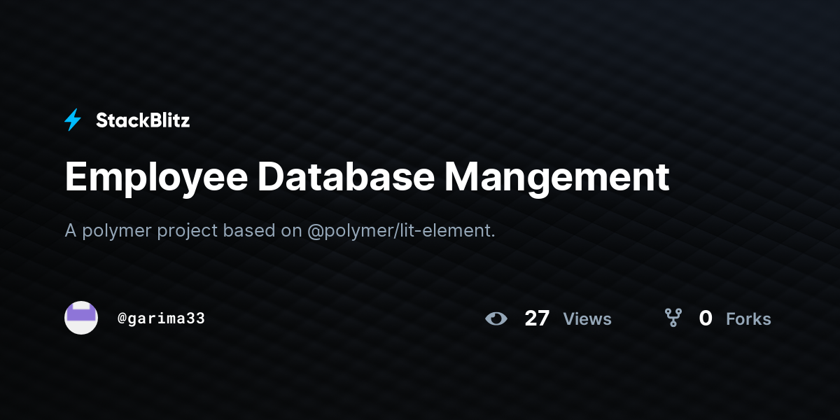 Employee Database Mangement - StackBlitz