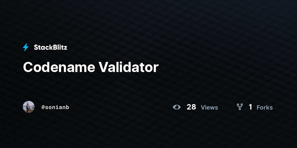 Codename Validator - StackBlitz