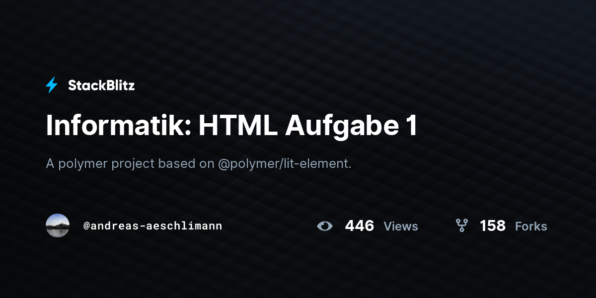 Informatik: HTML Aufgabe 1 - StackBlitz