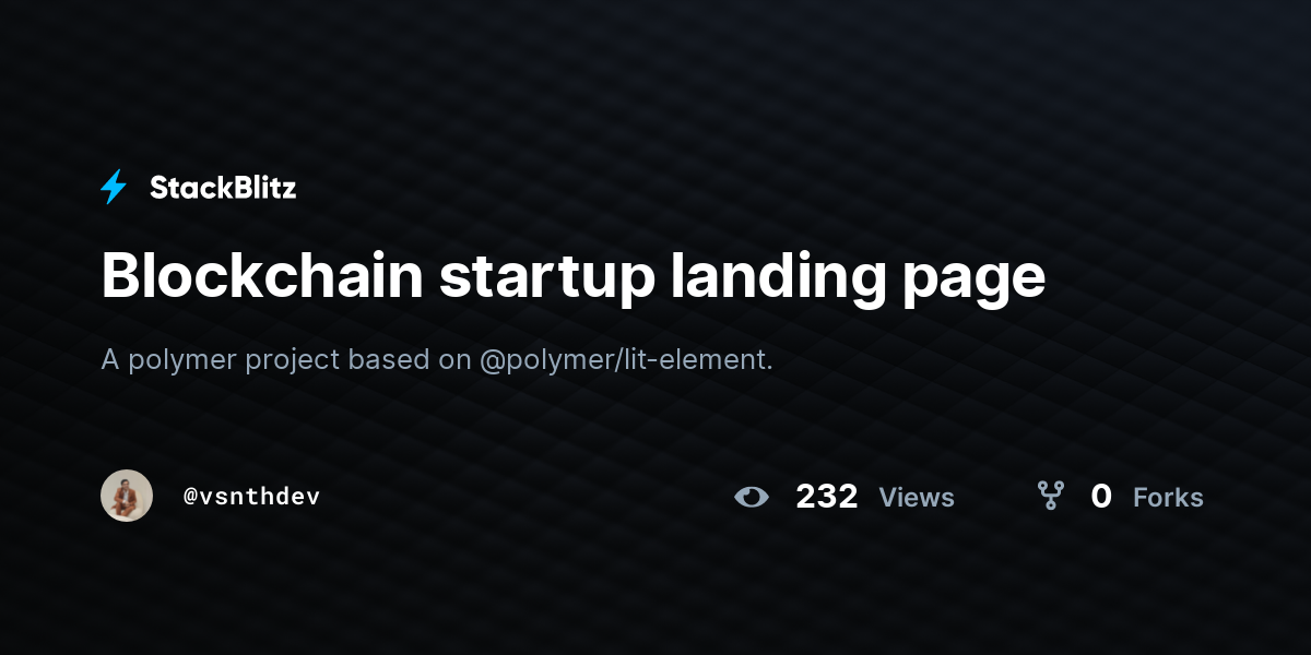 Blockchain startup landing page - StackBlitz