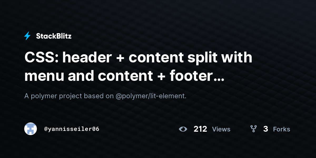 CSS: header + content split with menu and content + footer (forked ...