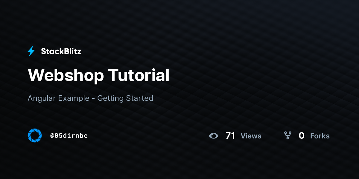 Webshop Tutorial - StackBlitz