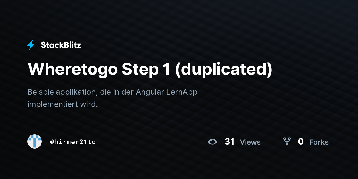 Wheretogo Step 1 (duplicated) - StackBlitz