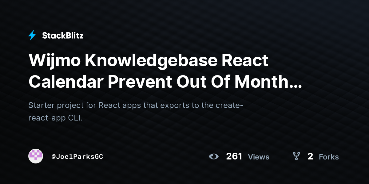 Wijmo Knowledgebase React Calendar Prevent Out Of Month Click - StackBlitz