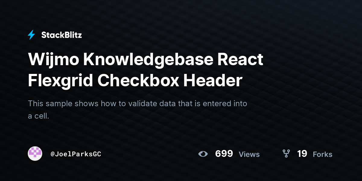 Wijmo Knowledgebase React Flexgrid Checkbox Header - StackBlitz