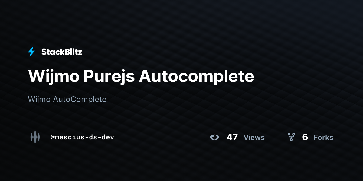 Wijmo Purejs StackBlitz