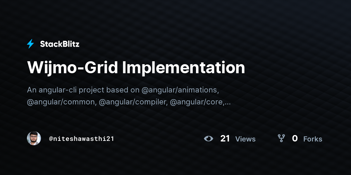 Wijmo-Grid Implementation - StackBlitz