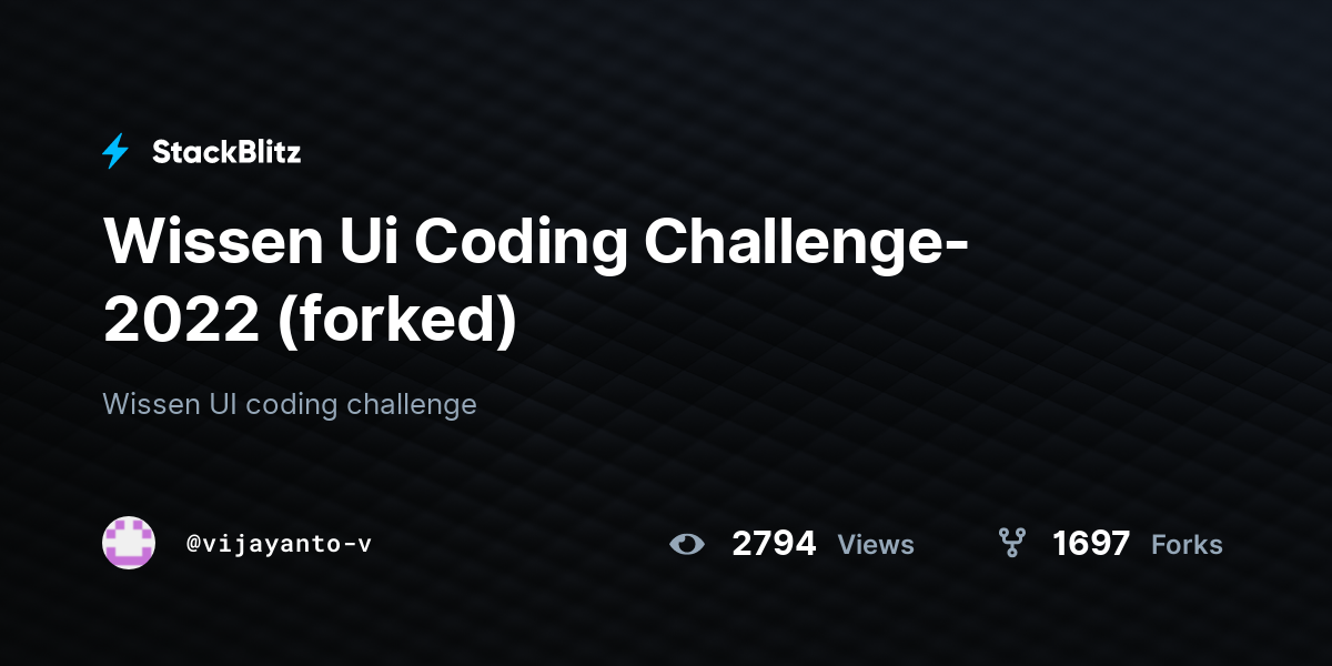 Wissen Ui Coding Challenge-2022 (forked) - StackBlitz
