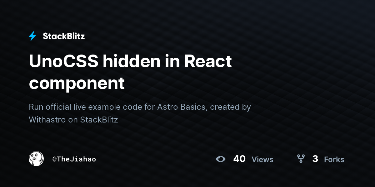 UnoCSS hidden in React component - StackBlitz