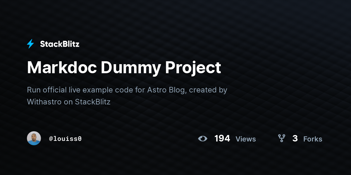 Markdoc Dummy Project - StackBlitz