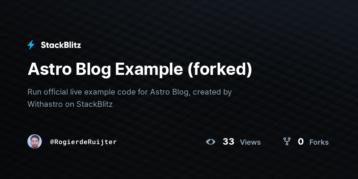 Astro Blog Example (forked) - StackBlitz
