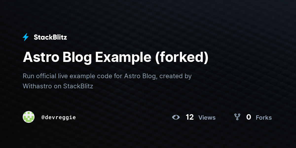Astro Blog Example (forked) - StackBlitz