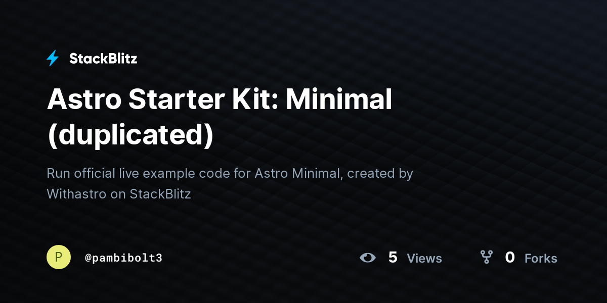 Astro Starter Kit Minimal Duplicated Stackblitz