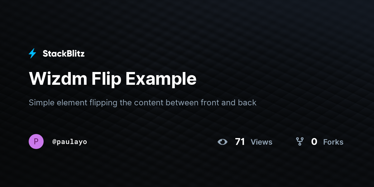 Wizdm Flip Example - StackBlitz
