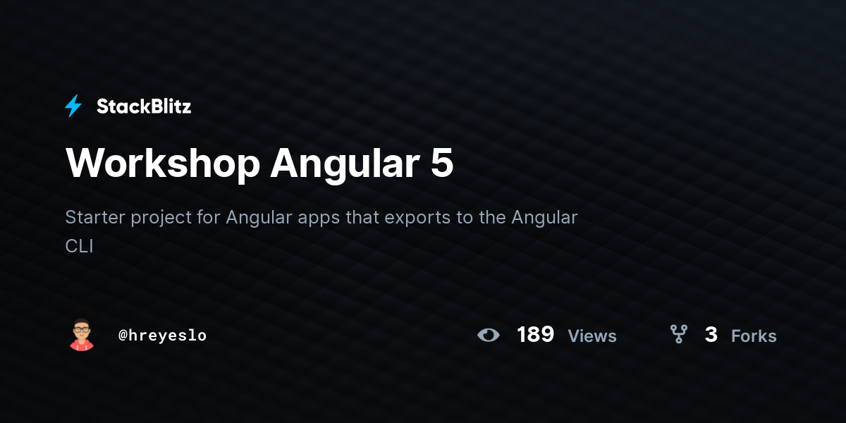 Workshop Angular 5 - StackBlitz