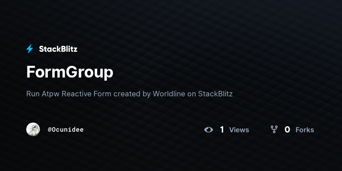 FormGroup - StackBlitz
