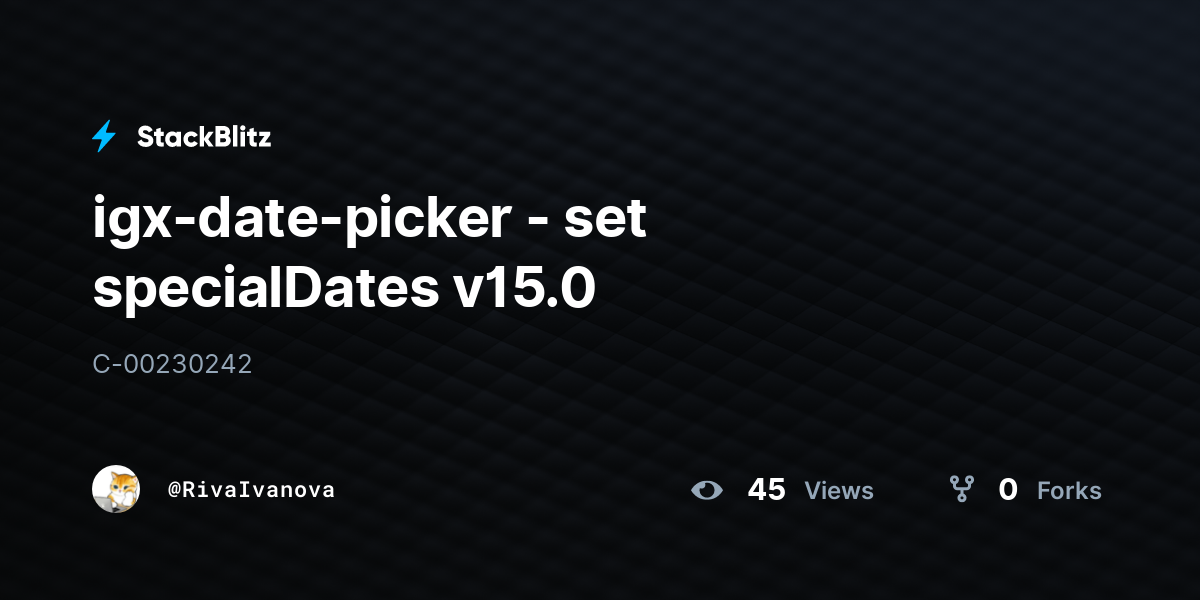 igx-date-picker - set specialDates v15.0 - StackBlitz