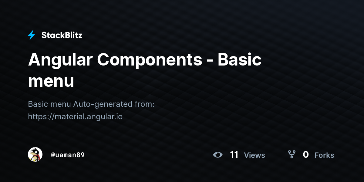 Angular Components - Basic menu - StackBlitz
