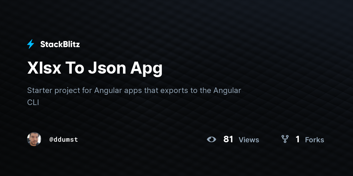 Xlsx To Json Apg - StackBlitz