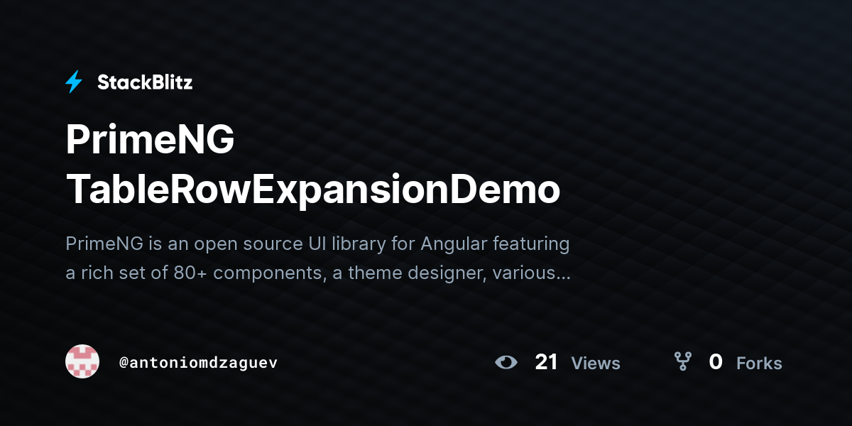 PrimeNG TableRowExpansionDemo - StackBlitz