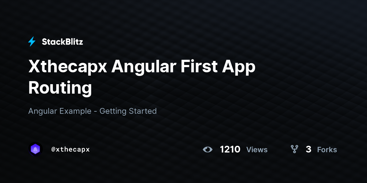 Xthecapx Angular First App Routing - StackBlitz