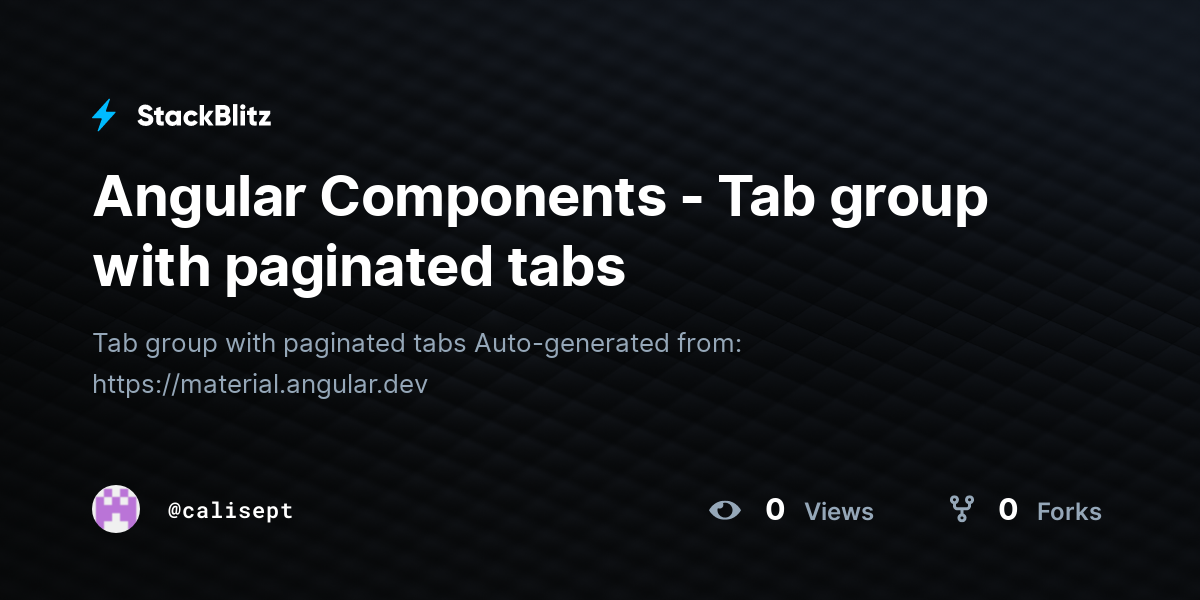 Angular Components - Tab group with paginated tabs - StackBlitz