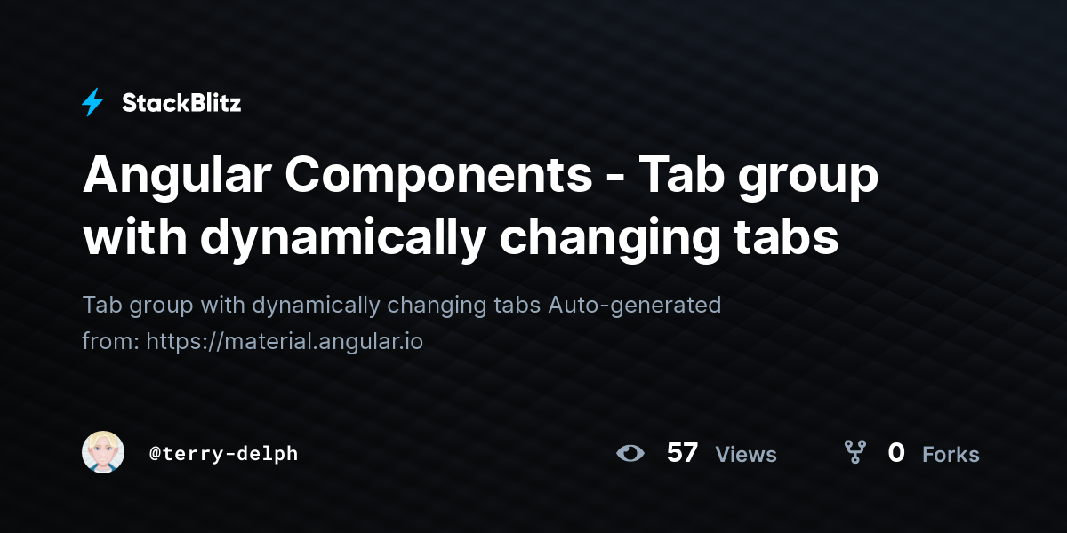 Angular components tab group with dynamically changing tabs stackblitz
