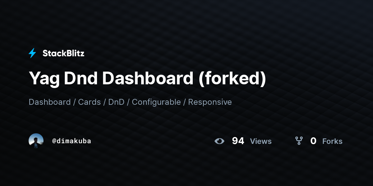 Yag Dnd Dashboard (forked) - StackBlitz