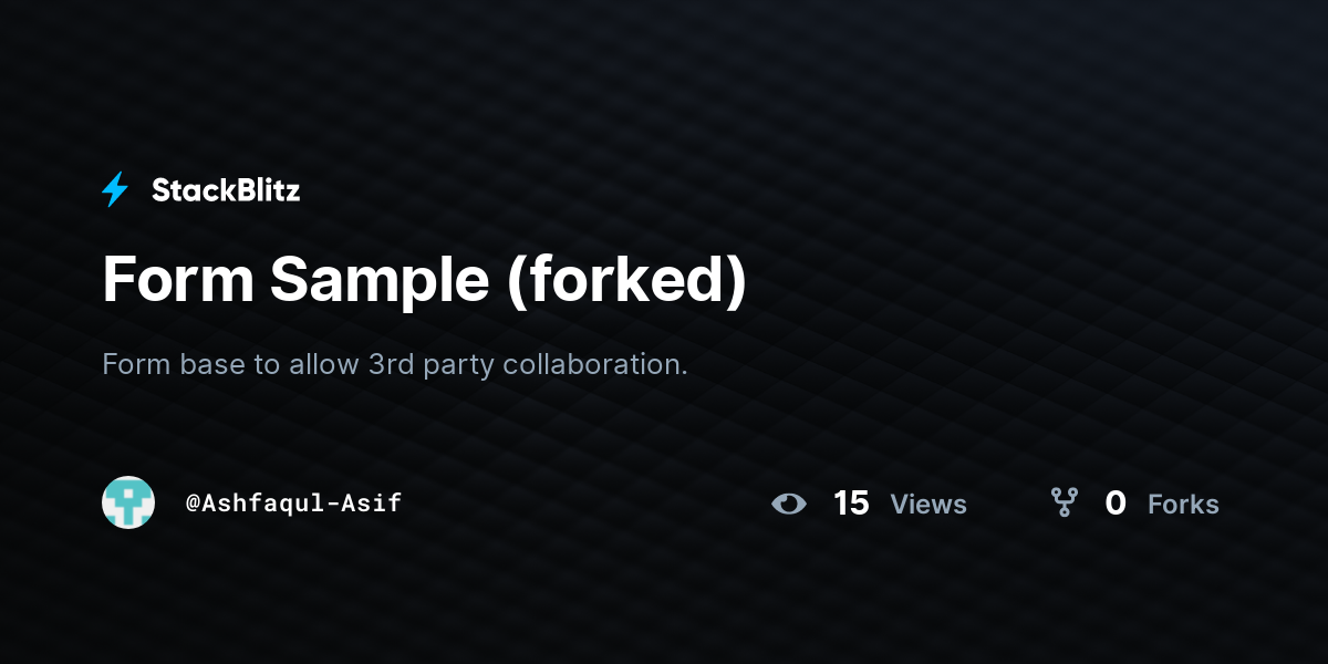 Form Sample (forked) - StackBlitz