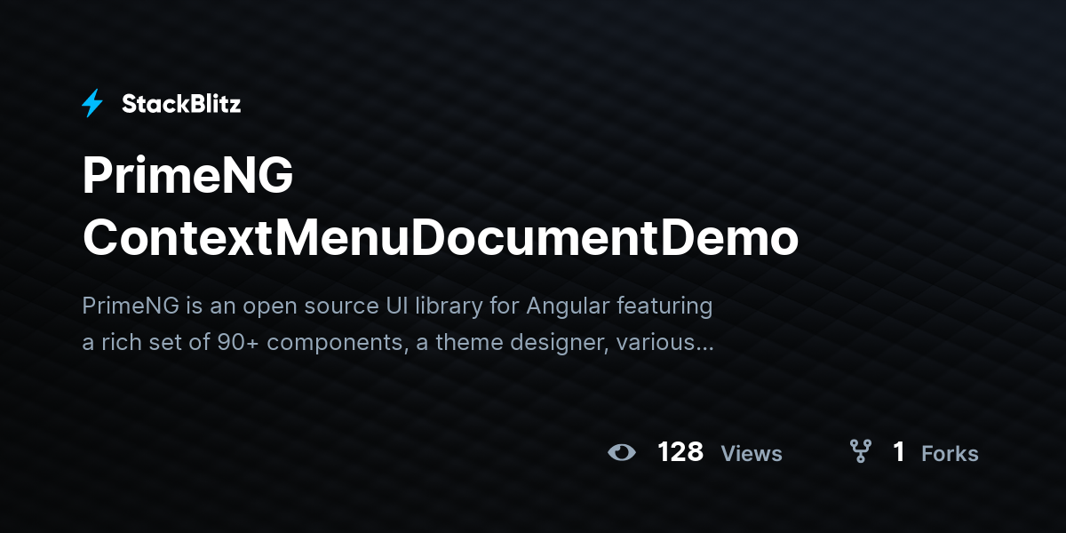 PrimeNG ContextMenuDocumentDemo - StackBlitz