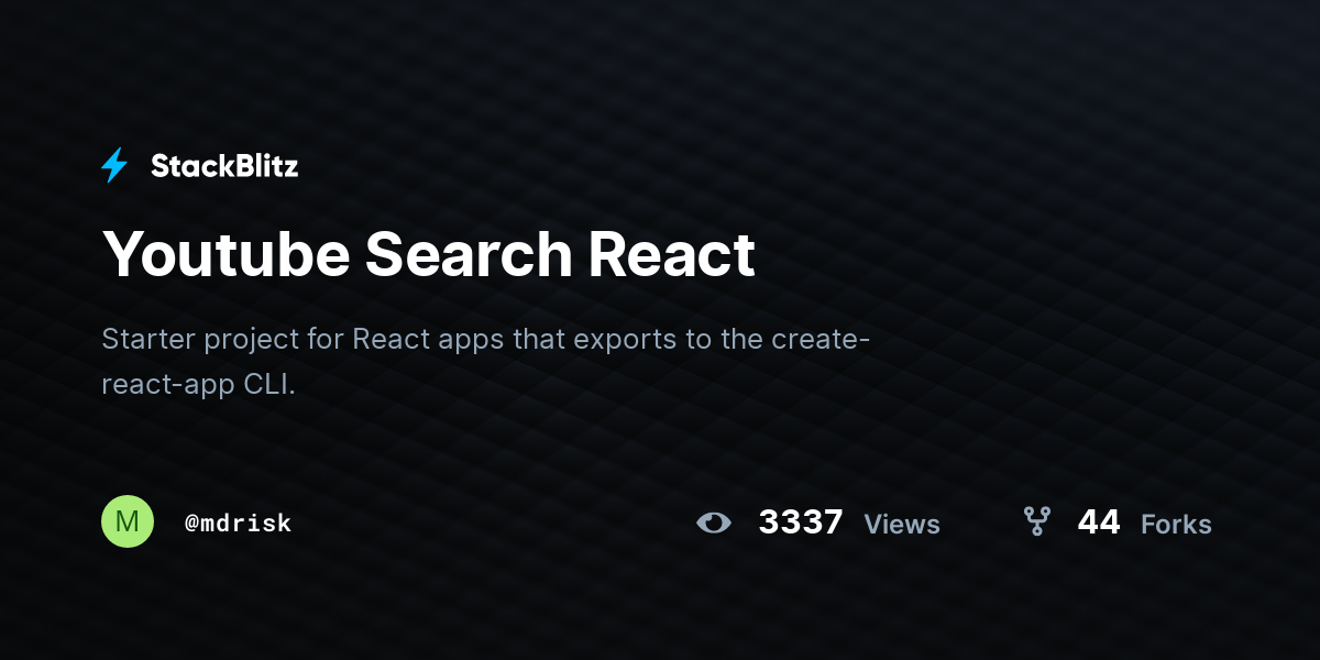 Youtube Search React - StackBlitz