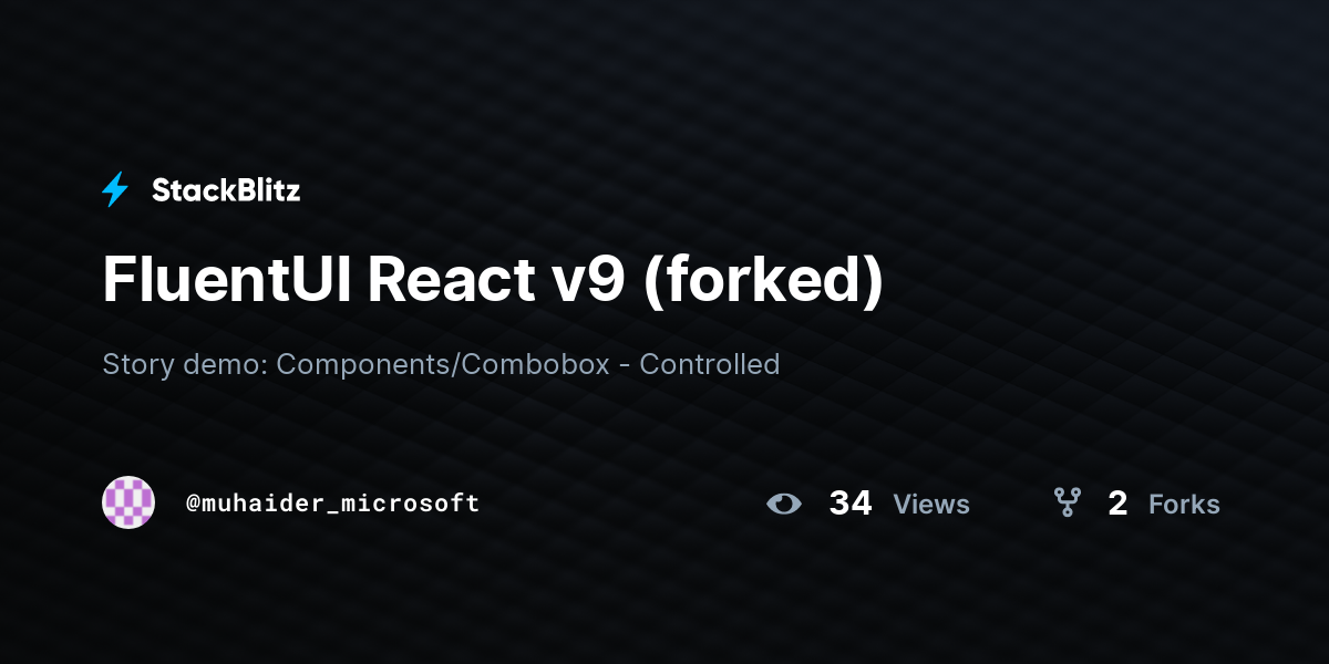 FluentUI React v9 (forked) - StackBlitz