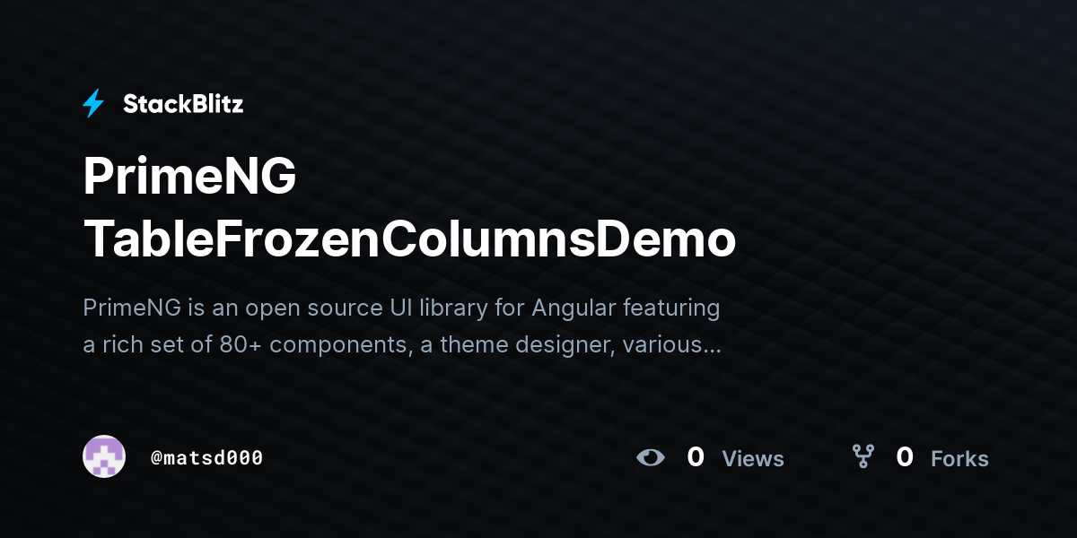PrimeNG TableFrozenColumnsDemo - StackBlitz