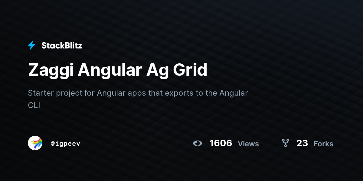 Zaggi Angular Ag Grid - StackBlitz