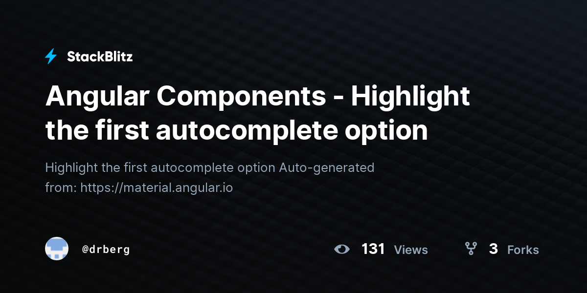 Angular Components - Highlight the first autocomplete option - StackBlitz