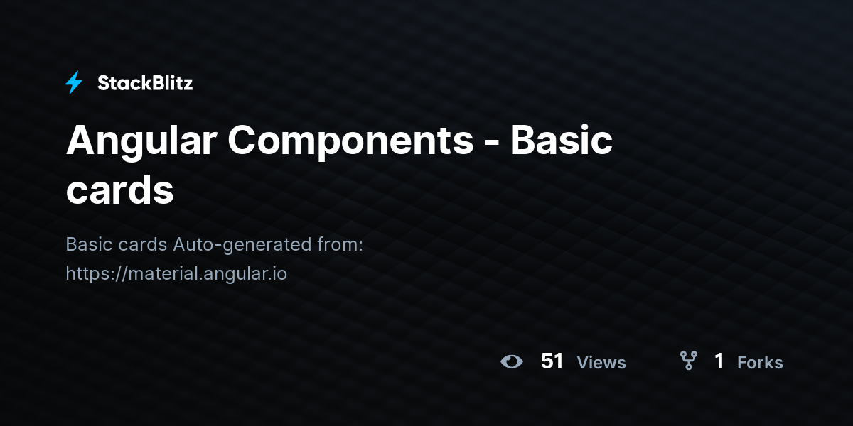 Angular Components - Basic cards - StackBlitz