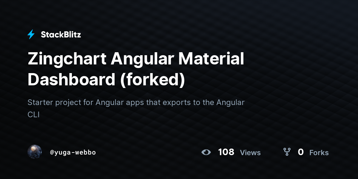 Zingchart Angular Material Dashboard (forked) - StackBlitz