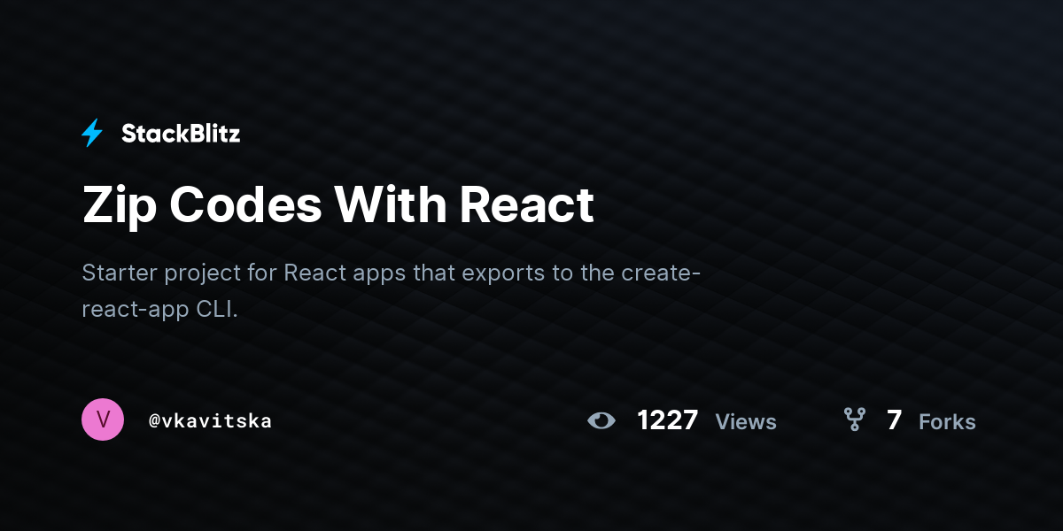 Zip Codes With React - StackBlitz