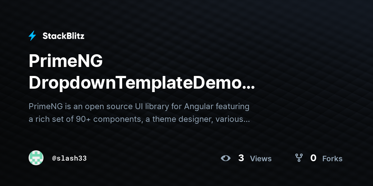 PrimeNG DropdownTemplateDemo (forked) - StackBlitz