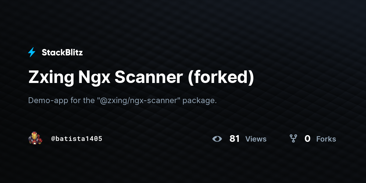 Zxing Ngx Scanner (forked) - StackBlitz