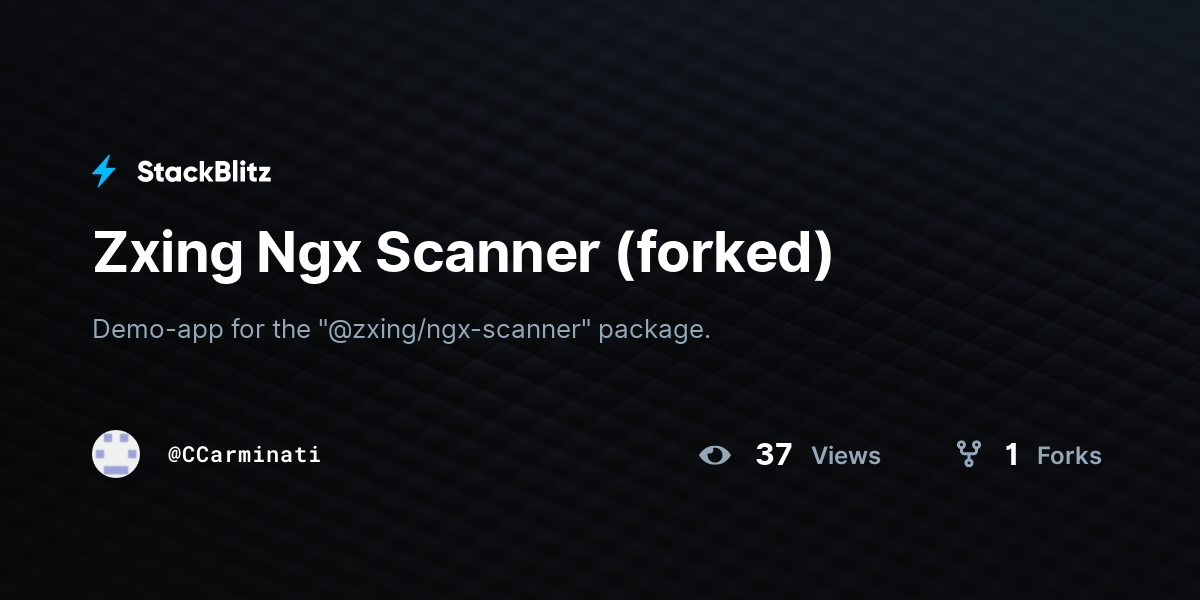 Zxing Ngx Scanner (forked) - StackBlitz