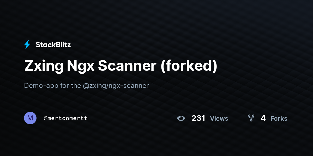Zxing Ngx Scanner (forked) - StackBlitz