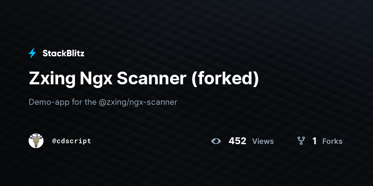 Zxing Ngx Scanner (forked) - StackBlitz